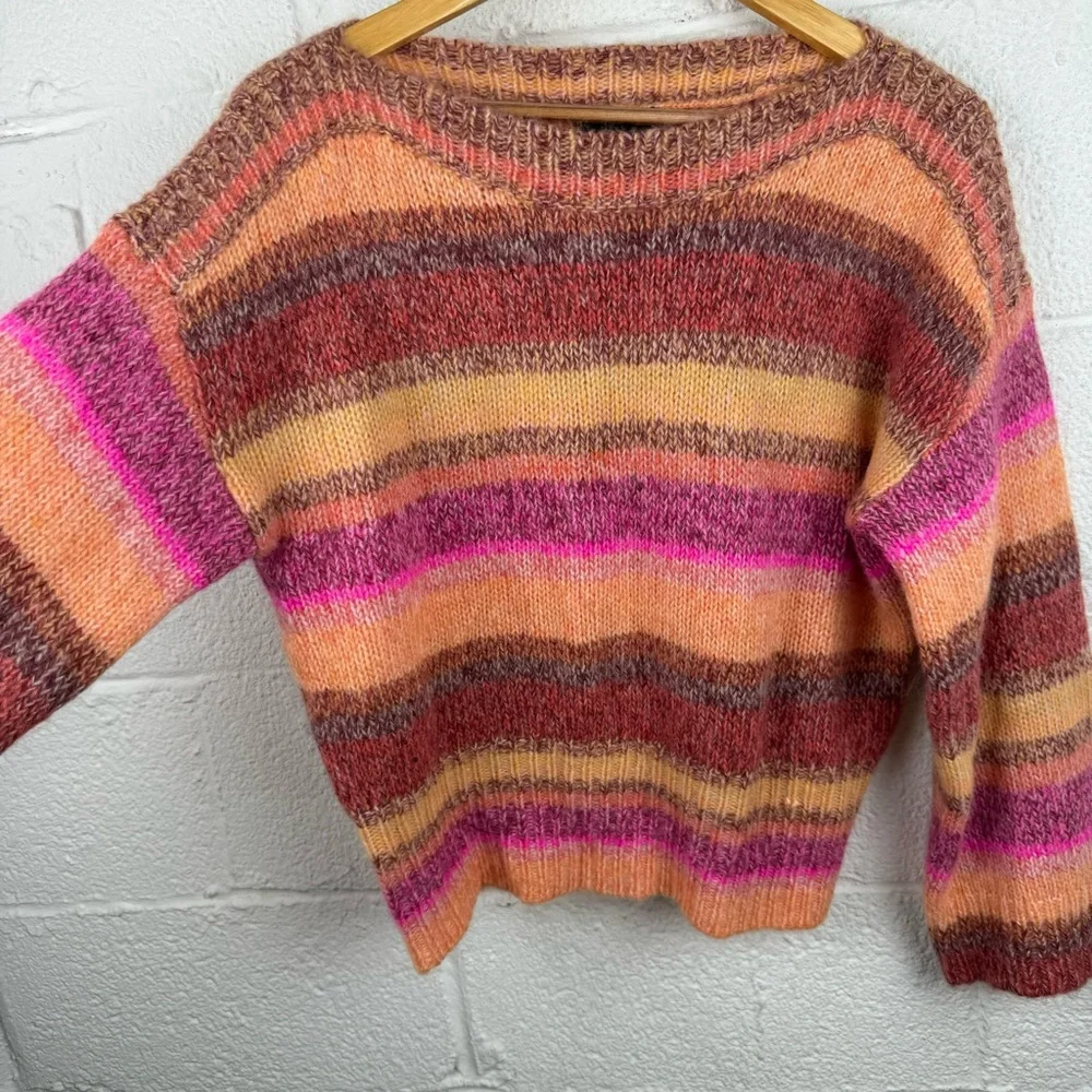 J.Crew Wide Sleeve Alpaca Blend Sweater in Ombré Stripe Size S - Picture 6 of 12